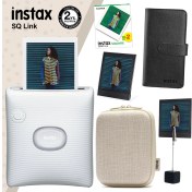 Resim Fujifilm Instax Sq Link Beyaz Yazıcı 20LI Square Film Kılıf Albüm Pleksi Çerçeve ve Kıskaçlı Stand 