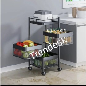 Resim Trendesk 3 Katlı Lux Siyah Metal Kare Patates Soğan Sebze ,meyve Sepeti ,sebzelik 