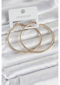 Resim Gold Renk Pirinç Köşeli Kenar Halka 54 Mm Kadın Küpe Çok Renkli 