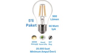 Resim Repplam Horoz 8W Rustik LED Ampul Günışığı E27 Duylu Dekoratif Ampul Flamanlı 900 Lümen 
