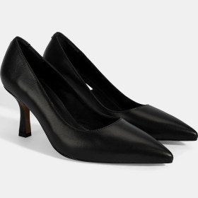 Resim Kadın Siyah Deri Stiletto 