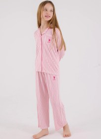 Resim U.s. Polo Assn Kız Çocuk Gömlek Pijama Açık Fuşya-2069 Fuşya 