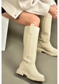 Resim Fox Shoes V973555509 Bej Düz Tabanlı Kadın Binici Çizmesi Bej 