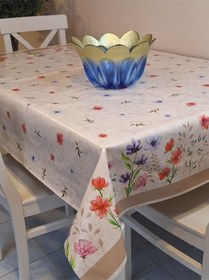 Resim Elyaflı Pvc Muşamba - Desenli Silinebilir Masa Örtüsü Gri Mrl122 Kahverengi 