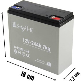 Resim Safir 12 V - 24 Ah Grafen Jel Akü 6'lı Set Elektrikli Bisiklet Aküsü 