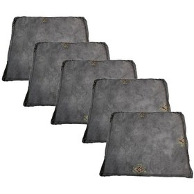 Resim Knsz sırt minderi 5 li mazlum gri işlemeli kumaş cırtlı tel sandalyesi sırtı için 