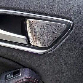 Resim Mercedes-Benz 2013-2019 A-Serisi GLA, CLA için Uygun, Sıralı Dekorasyonlu Arka İç Çekiş Kornası Kapağı, Paslanmaz Çelik Malzeme 