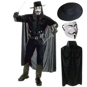 Resim Nessiworld V For Vendetta Maskesi Şapkası ve Pelerin Kostüm Seti Yetişkin Boy 