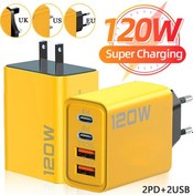 Resim 120w Hızlı Şarj 4 Port Cep Telefonu Şarj Qc 3.0 Usb Tip C Şarj Çift Pd Duvar Yellow 1 Adeat 