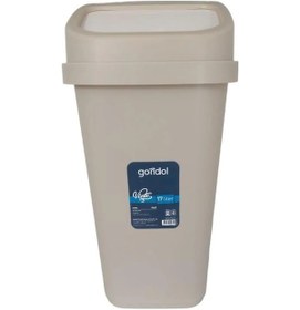 Resim Kapaklı Çöp Kovası, Plastik 17 Lt G647 Altın - Krem 