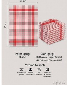 Resim 10 Lu Lüks Mutfak Kurulama Bezi Seti 45x65 Cm Table Linen Kırmızı 