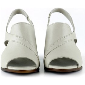 Resim Erkan Saçmacı Saules Vizon Hakiki Deri Kesik Detaylı Lastik Bantlı Topuklu Sandalet Vizon 