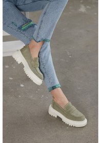 Resim Matilda Avakado Süet Hakiki Deri Kadın Loafer Yeşil 