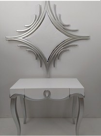 Resim Dresuar CNC AVANGART ASLAN Model Kayın ayak KABARTMA Parlak Beyaz-GÜMÜŞ GRİ uyumu El Yapım Gri 