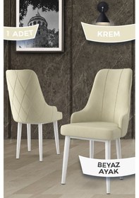 Resim Canisa Trex Serisi 1.sınıf Babyface Kumaş Sandalye Beyaz Metal Ayak Sandalye Krem Ayakları Beyaz 