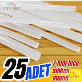 Resim Şeffaf İnce Sıcak Silikon Mumu-silikon Çubuk-25 Adet - 7 Mm x 30 