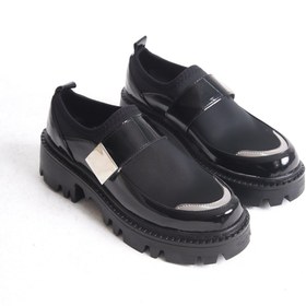 Resim BAKGİY Siyah Rugan Kadın Dalgıç Kumaş Kemerli Kalın Tabanlı Günlük Ayakkabı BG1095-115-0001 