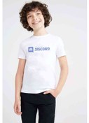 Resim Discord Yazı Baskılı Unisex Çocuk Beyaz T-Shirt 