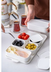 Resim Acar Pure White Porselen Kapaklı Kahvaltılık 6'lı Beyaz 