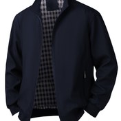 Resim Erkekler için Günlük Fermuarlı Ceket Ekose Yaka - Hafif Polyester, Düzenli Kesim, Ön Cepli, İlkbahar/Sonbahar Çok Yönlü Dış Giyim 