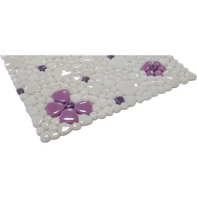 Resim Mutfak Tezgah Arası, Havuz, Banyo, Sauna, Spa, Iç ve Dış Dekorasyonda Tüm Yüzeyler Için, Beyaz, Lila, Mor Çiçek Desenli, 31,5X31,5CM. Fileli Cam Mozaik. ( 1 M2 Fiyatıdır ) 