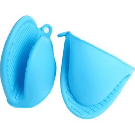 Resim Vkemall Pişirme, Yemek Pişirme, Izgara İçin Kalın Silikon Fırın Eldiveni Mavi Mavi 