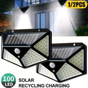 Resim 1/2 adet Hareket Sensörlü Akıllı Işık, 100LED Güneş Enerjili Patio Işığı, Güneş Duvar Işığı, Güneş Şarjlı Aydınlatma, Dış Mekan Güneş Işığı, Veranda, Duvar, Garaj vb. için Uygun 