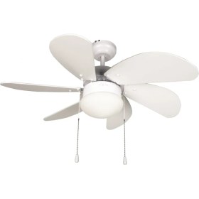 Resim Kaşkar Aydınlatmalı 6 Kanatlı Tavan Vantilatörü 55W Beyaz L36009 