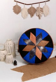 Resim Ottoman Pouffe İskandinav El Yapımı Hakiki Kuzu Derisi Bohem Bahçe Balkon Bungalov Puf Minder 60x30cm(DOLGULU) 