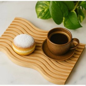 Resim River World Sunum Tepsisi Ahşap Tasarımı Çift Taraf Dalgalı Çok Renkli 