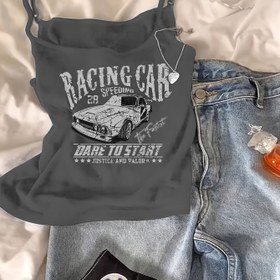 Resim Tüm mevsimler için gençlik baskılı bir renkli kolsuz crop top. 
