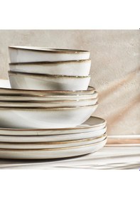 Resim 16 Parça Gladelig Yemek Takımı Meridyendukkan Gri Renk Modern Set Stoneware 