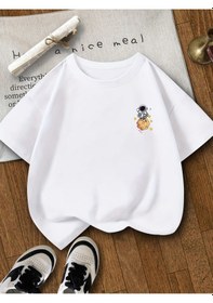 Resim Uyguntarz Unisex Çocuk Galaksi Baskılı Pamuklu Tshirt Beyaz 