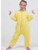 Resim Kız Erkek Çocuk Kalın Elyaf Dolgulu Premium Kalite 2.5 Tog Desenli Uyku Tulumu Sarı - Beyaz 