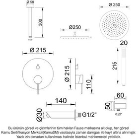 Resim Fause Fau107T-G Tam Ankastre Adonis Tavandan Duş Seti Altın 