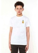 Resim Watercolor Pineapple Baskılı Unisex Çocuk Beyaz T-Shirt (534787705) 