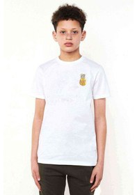 Resim Watercolor Pineapple Baskılı Unisex Çocuk Beyaz T-Shirt (534787705) 