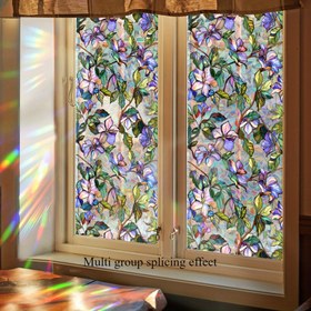 Resim 1 Adet 43.18x100.0 cm Çiçekli Pencere Yapışkanları - Statik Yapışma Gizlilik Filmi, Ev & Ofis için Yeniden Kullanılabilir Dekoratif PVC Etiketler, Canlı Çiçek Tasarımı, İki Taraflı Görünürlük, Kırılmaz Cam Kapı & Pencere Dekoru, Gizlilik Pencere Filmi | Sanatsal Pencere Stickerları | PVC Pencere Yapışkanları, Çıkarılabilir Pencere Etiketleri 