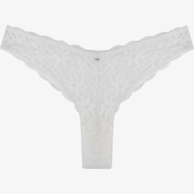 Resim Penti Kırık Beyaz Lace Dantel V Model Brazilian Külot 