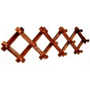 Resim abnturk Koyu Ahşap Renk Katlanabilir Ahşap Duvar Askısı 13 Topuzlu Akordiyon Nostaljik Duvar Askılığı 20 x 70 cm 