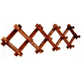 Resim abnturk Koyu Ahşap Renk Katlanabilir Ahşap Duvar Askısı 13 Topuzlu Akordiyon Nostaljik Duvar Askılığı 20 x 70 cm 