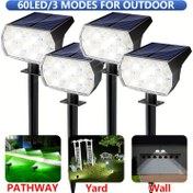 Resim [1/2/4/6 adet Güneş Enerjili Dış Mekan Spot Işıkları] 1/2/4/6 Paket Güneş Enerjili Spot Işıklar, 60LED Su Geçirmez, Plastik Parlatma, Düşük Voltaj, Çıkarılabilir Kelepçe, Lityum Pil ile Güneş Enerjili, Düğme Kontrolü, Yolu, Bahçe, Duvar, Bahçe, Avlu, Çeşme, Peyzaj Aydınlatması için - Uzaktan Kumanda Dahil Değildir 