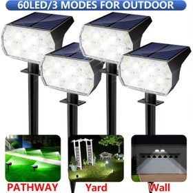 Resim [1/2/4/6 adet Güneş Enerjili Dış Mekan Spot Işıkları] 1/2/4/6 Paket Güneş Enerjili Spot Işıklar, 60LED Su Geçirmez, Plastik Parlatma, Düşük Voltaj, Çıkarılabilir Kelepçe, Lityum Pil ile Güneş Enerjili, Düğme Kontrolü, Yolu, Bahçe, Duvar, Bahçe, Avlu, Çeşme, Peyzaj Aydınlatması için - Uzaktan Kumanda Dahil Değildir 
