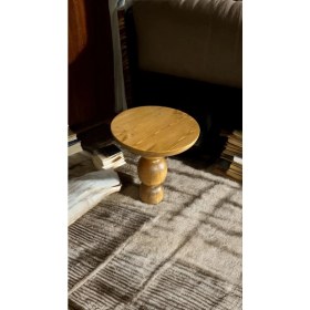 Resim Wooden Ahşap Tekli Mantar Yan Sehpa Modern Tütün Renk Fiskos 