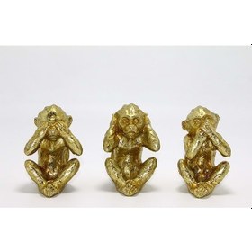 Resim Polyester 3 Maymun Dekoratif Bertek Dijital Hediyelik 