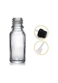 Resim 20ml Şeffaf Cam İçten Damlalıklı Şişe Siyah Kapak, 24 Adet, Damlalıklı Şişe, Damlatmalı Şişe 