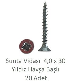 Resim Sunta Vidası 4,0x30, 20 Adet Tam Diş Snt Yhb Vida 