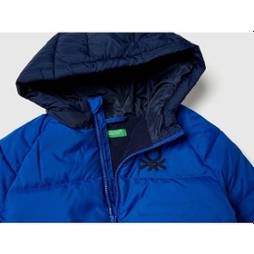Resim United Colors Of Benetton Erkek Bebek Açık Mavi-gri Sol Göğsü Logo Yamalı Önü Cepli Kapüşonlu Fermuarlı Mont Mavi 