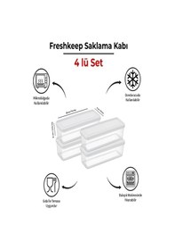 Resim 4'lü Saklama Kabı 1,3 Litre Derin Dondurucu Mikrodalga Uyumlu Ekru 