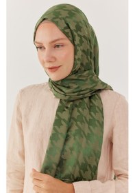 Resim Mirsoy Scarf Kazayağı Desen Parlak Jakar Şal - Yeşil Yeşil 
